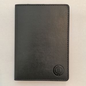 NWT Black Leather Passport Holder Case with Gift Box RFID Blocking Opulent